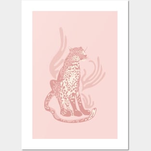 Pinky Leopard / Wild Cat in Blush Pink and Ivory Posters and Art